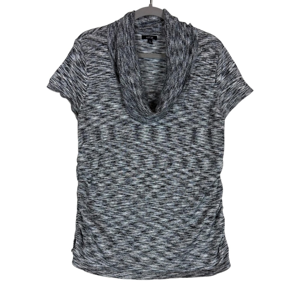 APT. 9 Shirt Womens XL Gray Cowl Neck Short Sleeve Tunic Stretch Jersey Top